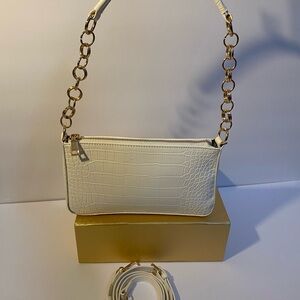 Urban Expressions White Alligator vegan Shoulder Bag with Gold Chain